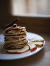 Close-up of pancakes on plate