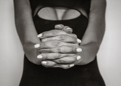 Close-up of woman holding hands