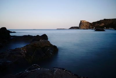 Scenic view of sea against clear sky