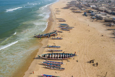 High angle view of people on beach