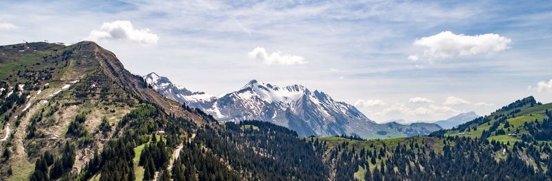 Panoramic view of mountains against sky