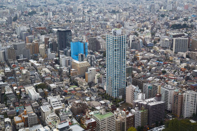 High angle view of buildings in city