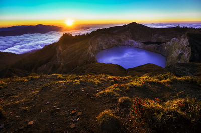 Sunset in kelimutu mount, indonesia