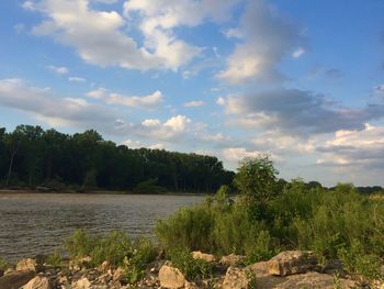 Scenic view of lake against sky
