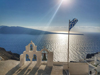 Scenic view of sea against blue sky