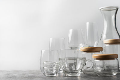 Glass of drinking glasses on table