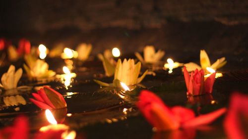 Close-up of lit candles