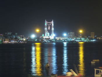 View of illuminated city at night