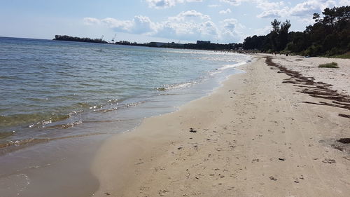 Scenic view of beach against sky