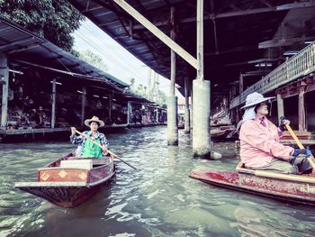 Woman standing in water
