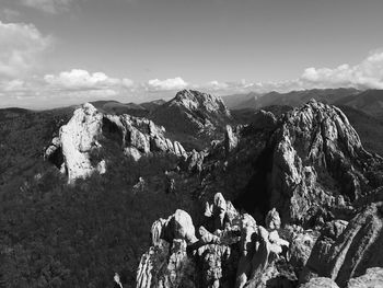 Panoramic view of mountains against sky