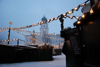 A christmas market in snowy slazburg, austria