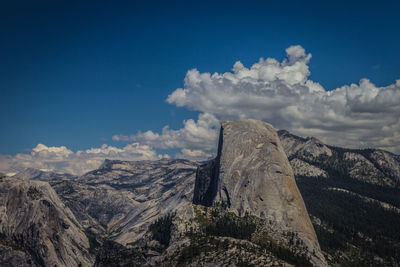 Scenic view of mountains against cloudy sky