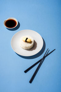 Directly above shot of coffee cup on table