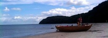 Scenic view of sea against cloudy sky