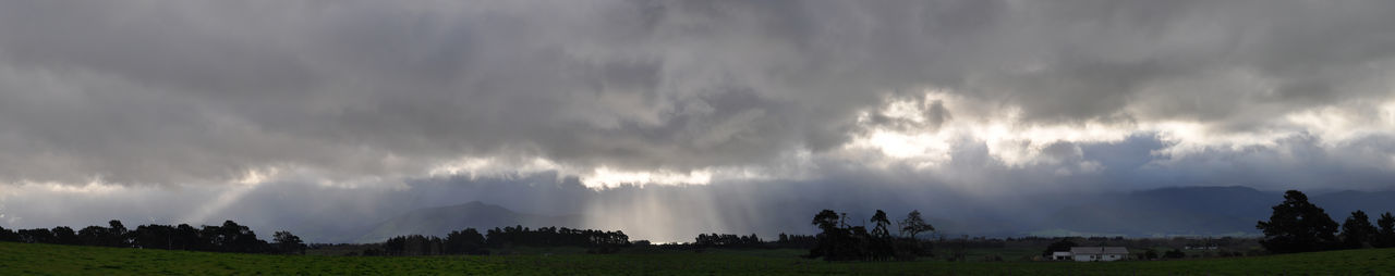 Panoramic view of storm clouds over land