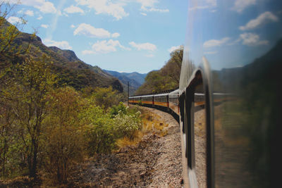 Train on railroad tracks