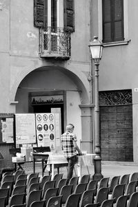 Chairs in front of building