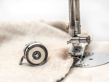 Close-up of sewing machine 