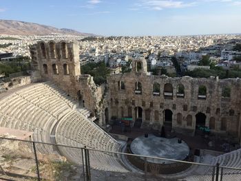 High angle view of cityscape against sky