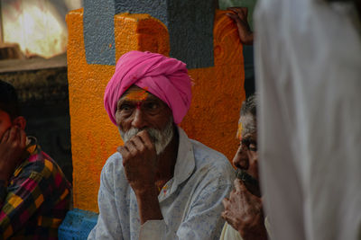 Portrait of people looking away