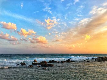 Scenic view of sea against sky during sunset