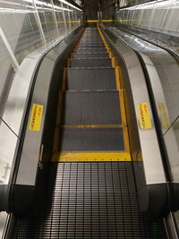 High angle view of escalator in subway station