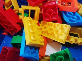 High angle view of toy toys