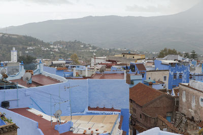 High angle view of townscape against sky