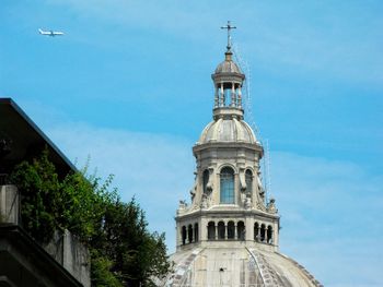 Low angle view of building against blue sky