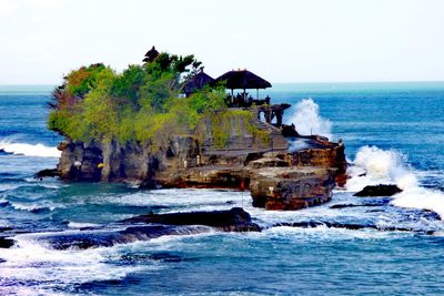 Scenic view of sea against clear sky