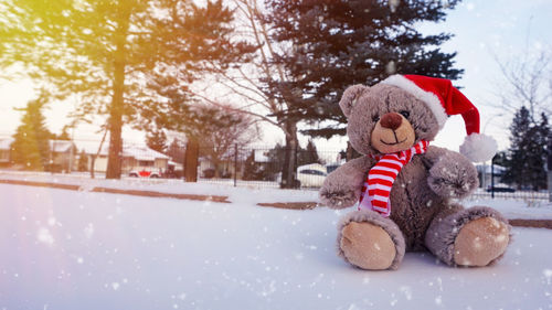 Close-up of toys toy on snow