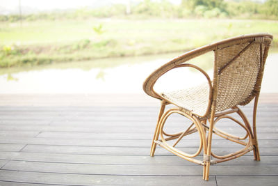 Empty chair on table