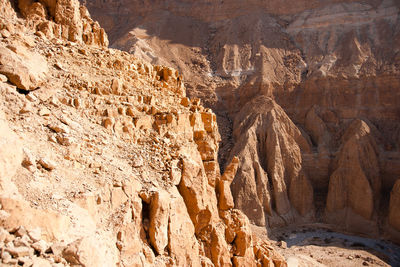 Low angle view of rock formations