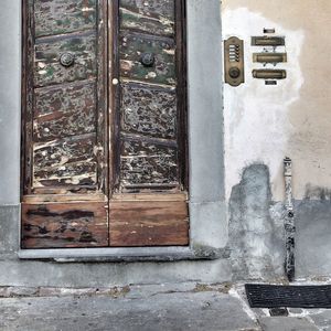 Closed door of old building