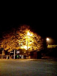 Illuminated street light at night