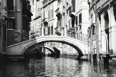 Bridge over canal amidst buildings in city