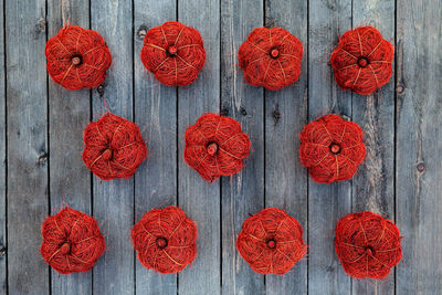 High angle view of red berries over white background