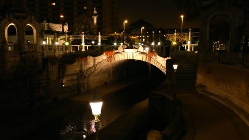 Illuminated street light at night