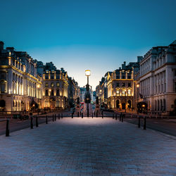Illuminated street in london at twilight