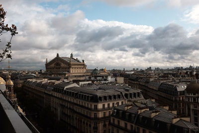 High angle view of buildings in city