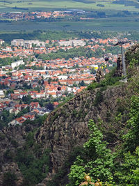 High angle view of buildings in city