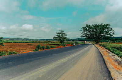 Surface level of road along countryside landscape