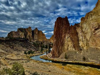 Panoramic view of rock formations against sky