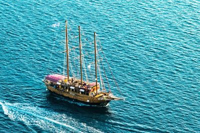 High angle view of boat in sea