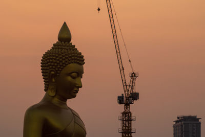 The giant golden buddha in wat paknam phasi charoen temple in phasi charoen district