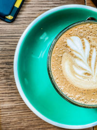 High angle view of coffee on table