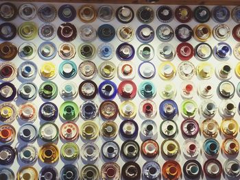 Full frame shot of multi colored bottles