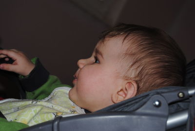 Close-up portrait of cute boy sleeping