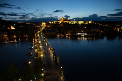 View of illuminated city at night